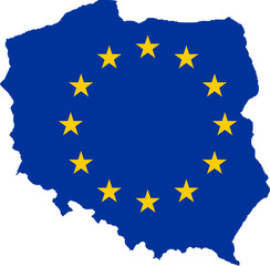 EU flag on map of Poland