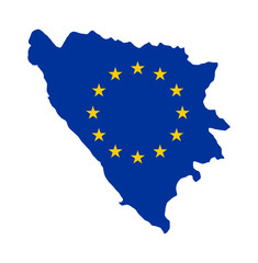 EU flag on map of Bosnia