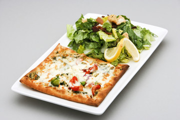 Vegetarian Pizza and Salad