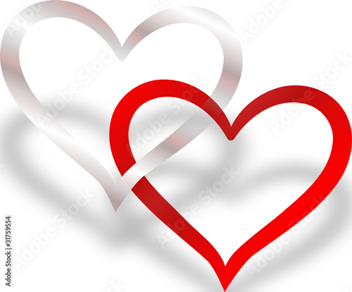 "verschlungene Herzen mit Schatten" Stockfotos und lizenzfreie Vektoren