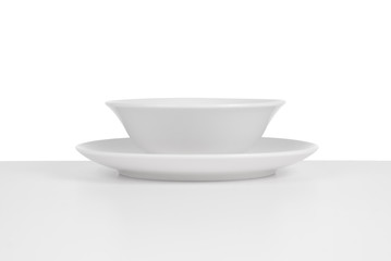 White ceramic bowl and dish