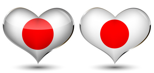 a heart with the flag of Japan isolated on a black background