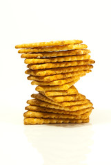 stack of cracker on a white background