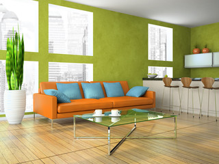 Part of the modern living-room in green colour