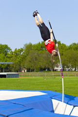 jumping over with the pole vault
