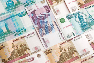 background of ruble banknotes