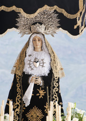 Virgin Mary Float at Holy Week Fiesta, Turre, Andalusia, Spain