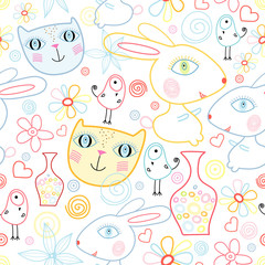a pattern of strange children's animals