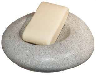 Bar of soap on a soap dish