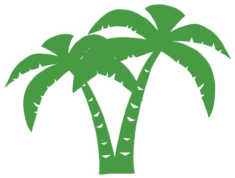 Green Palms Three Silhouette