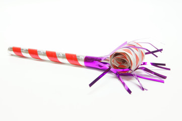 A single party blower on a white background