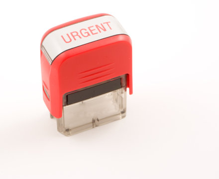 red urgent ink stamper