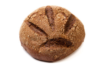 Dark brown coarse grinding round bread