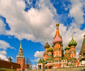 Fototapeta na wymiar czerwony kwadrat (kreml i bazylia błogosławiony kościoła), Moskwa, Rosja