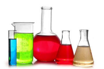 Test-tubes isolated on white. Laboratory glassware