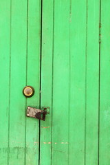 Green wooden gate