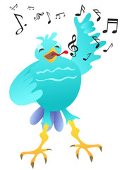 cartoon happy singing bird