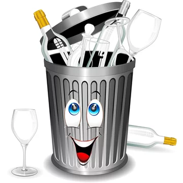 Riciclaggio Vetro-Bidone Cartoon-Glass Recycle Bin-Vector Stock Vector