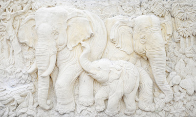 elephant sculpture is made of a stone. Sculptures in the temple.