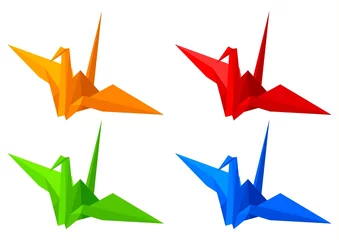 Papier Peint photo Lavable Animaux géométriques Oiseaux Origami