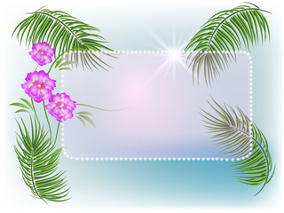 Fototapeta na wymiar Palms, flowers, sun