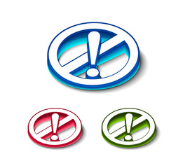 3d glossy attention icon