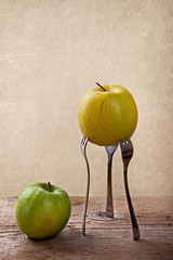Apfel auf Gabeln