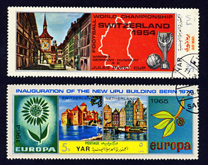 Two YAR used stamps on black