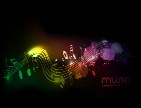 Abstract colorful Music notes background