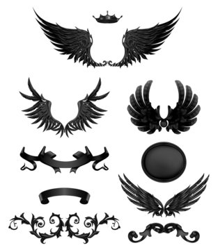 Design elements with wings