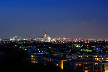 Naklejka premium Night view of Yokohama, Japan