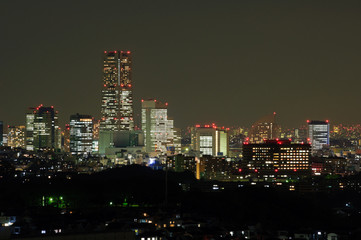 Naklejka premium Night view of Yokohama, Japan