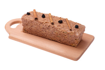 sweet cake on white