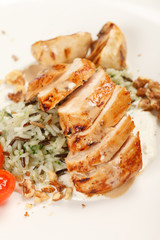 chicken fillet with vegetables and rice
