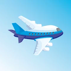 Fotobehang cartoon afbeelding met vliegtuig © maximmmmum