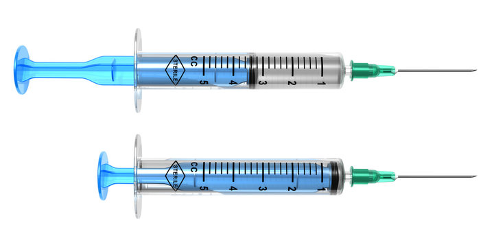 Set of medical syringes isolated on white