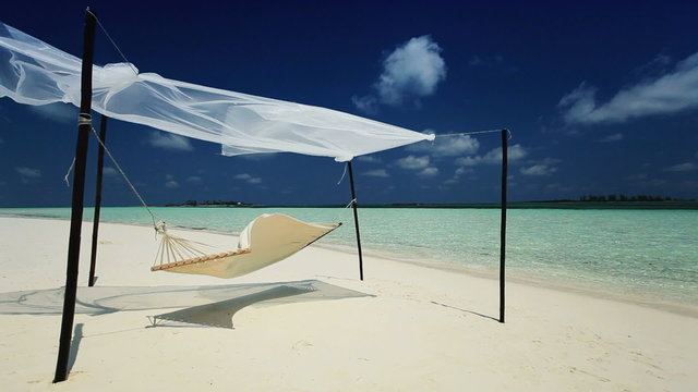 Hammock Swaying Over Tropical Beach