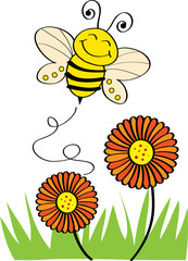 Stock Vector Illustration: Bee Flying