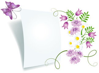 Floral background with paper