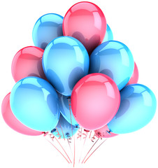 Balloons multicolor pink cyan party decoration. Holiday abstract