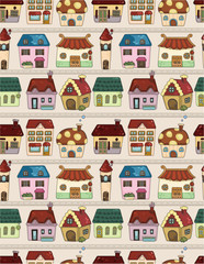 seamless cartoon house pattern