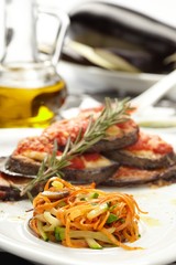 Roasted eggplant with salad