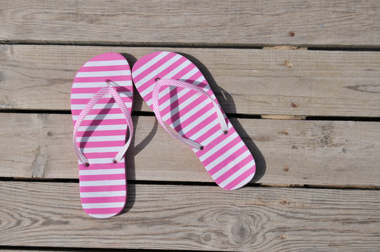 Striped pink sandals