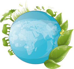 Naklejka premium Round nature design with green leaf and globe