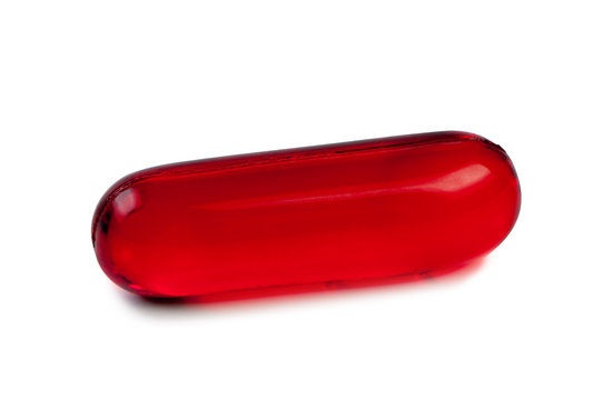 Red Pill Close Up Isolated.