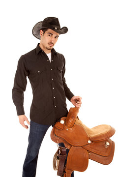 Cowboy Serious With Saddle