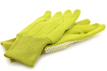 Green Gardening Gloves over White
