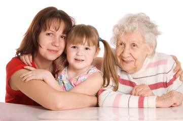 The elderly woman with the granddaughter