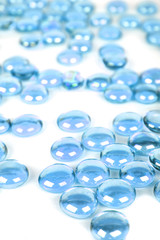 abstract background with heap blue glass balls, isolated