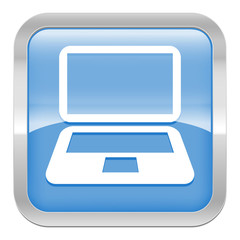 pictogramme ordinateur portable série carré bleu